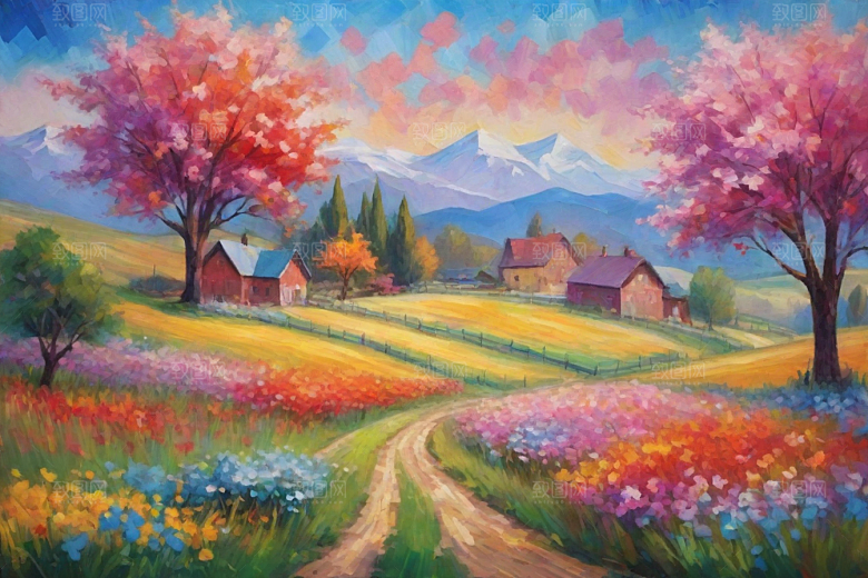 田野山野奔跑夕阳永不停歇插画
