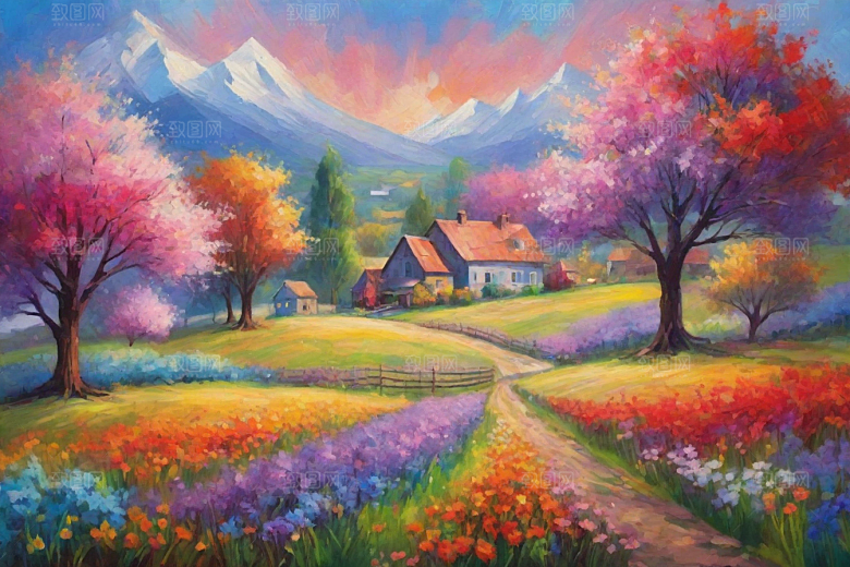 田野山野奔跑夕阳永不停歇插画