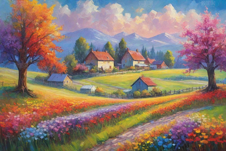 田野山野奔跑夕阳永不停歇插画