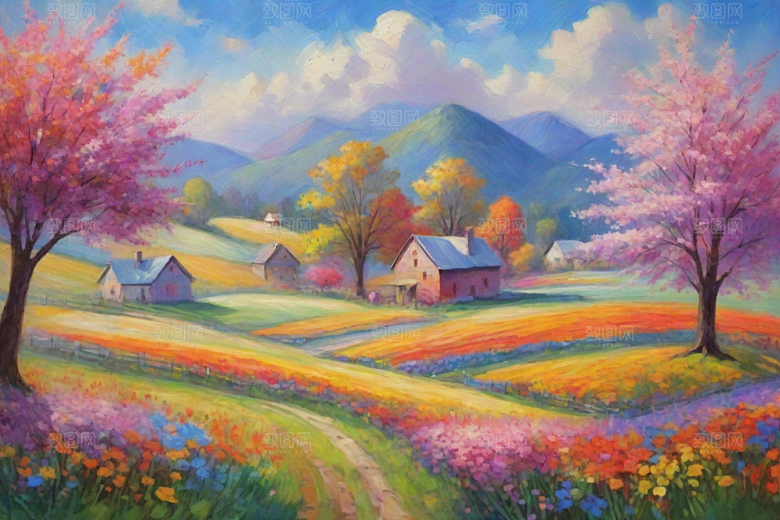 田野山野奔跑夕阳永不停歇插画