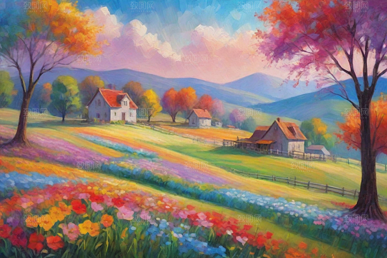 田野山野奔跑夕阳永不停歇插画