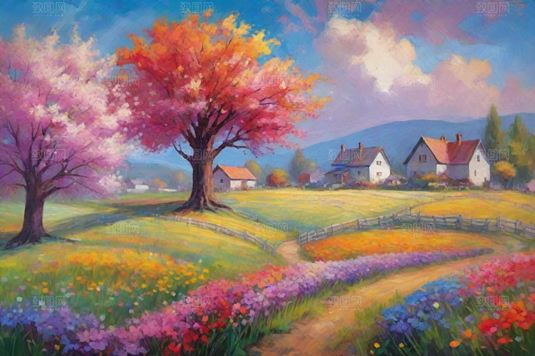 田野山野奔跑夕阳永不停歇插画