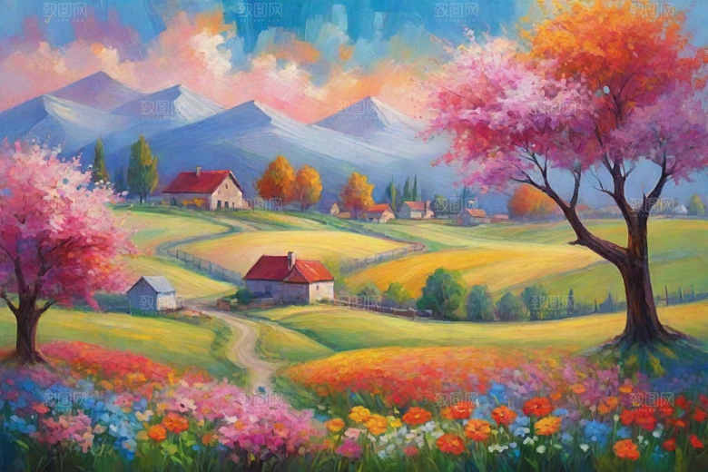 田野山野奔跑夕阳永不停歇插画