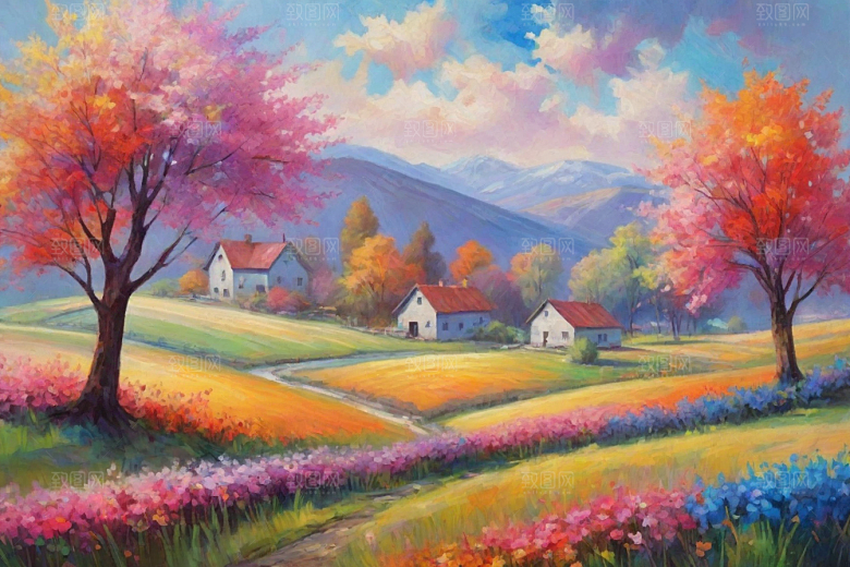 田野山野奔跑夕阳的拥抱插画