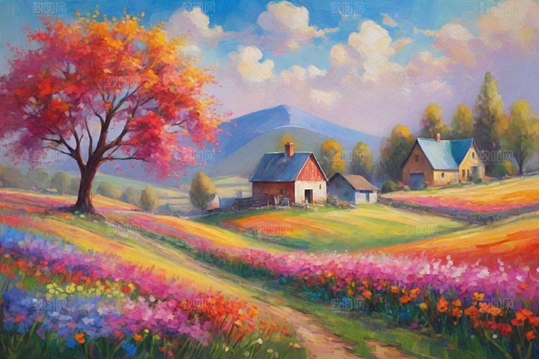 田野山野奔跑夕阳的拥抱插画
