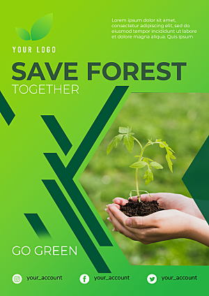 绿色环保公益广告海报模板PSD