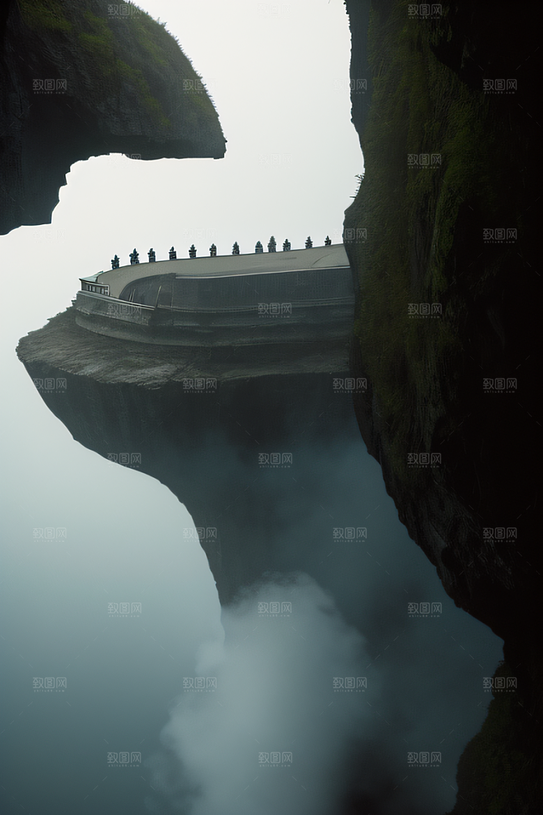 空中飞桥跨越深渊的壮丽景象