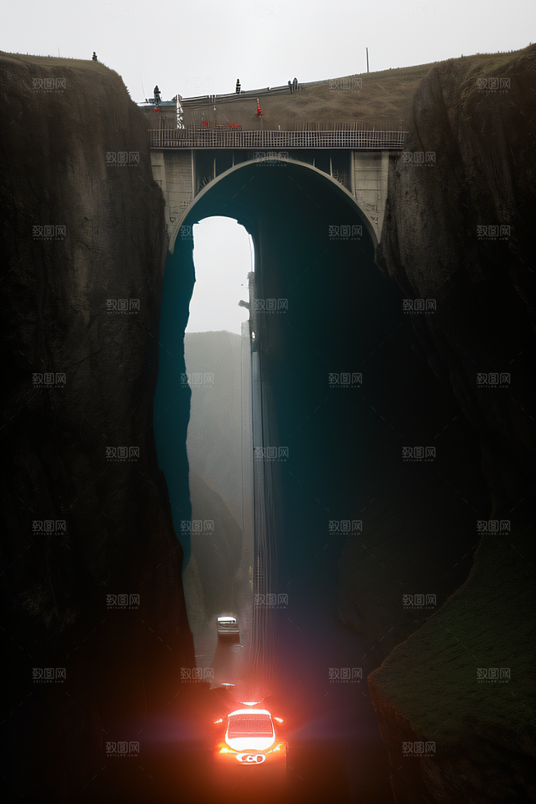 空中飞桥跨越深渊的壮丽景象