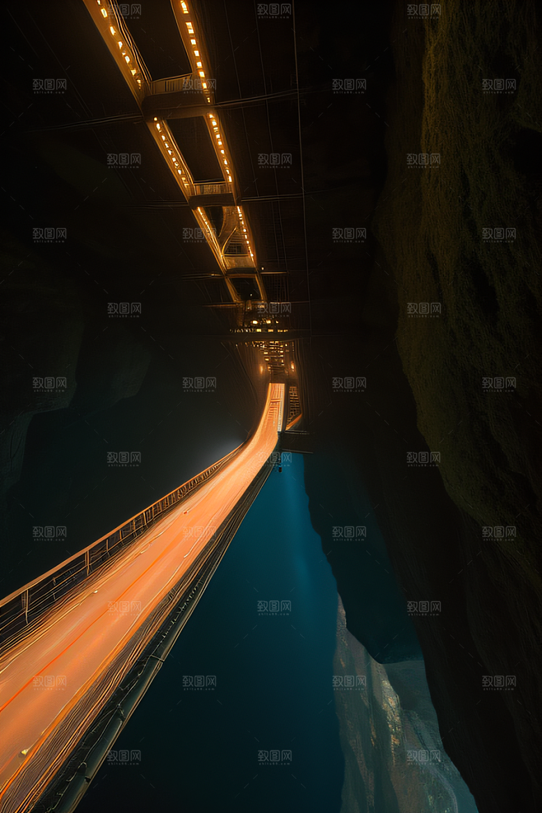 空中飞桥跨越深渊的壮丽景象