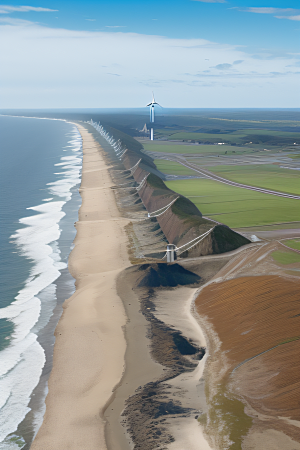 风力海岸环保能源的壮丽风景