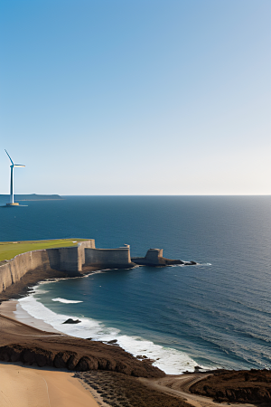 海岸之风可持续能源的美丽景象