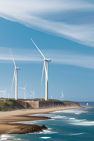 风力海岸环保能源的壮丽风景