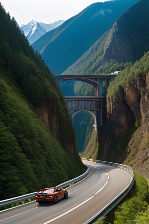 高速公路壮游山脉之美