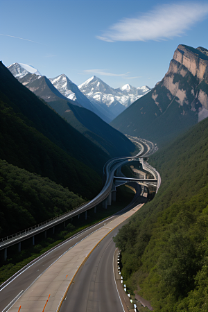 汽车驰骋山谷为伴