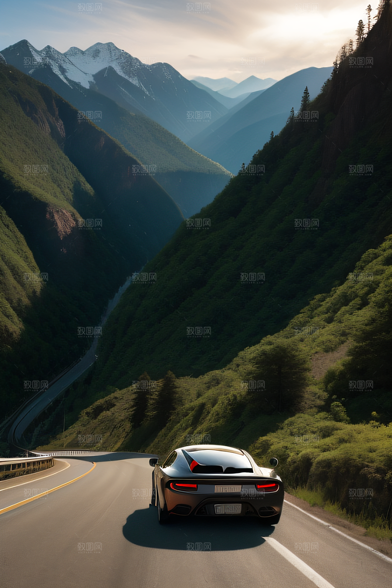 蓝天飞驰山谷风光