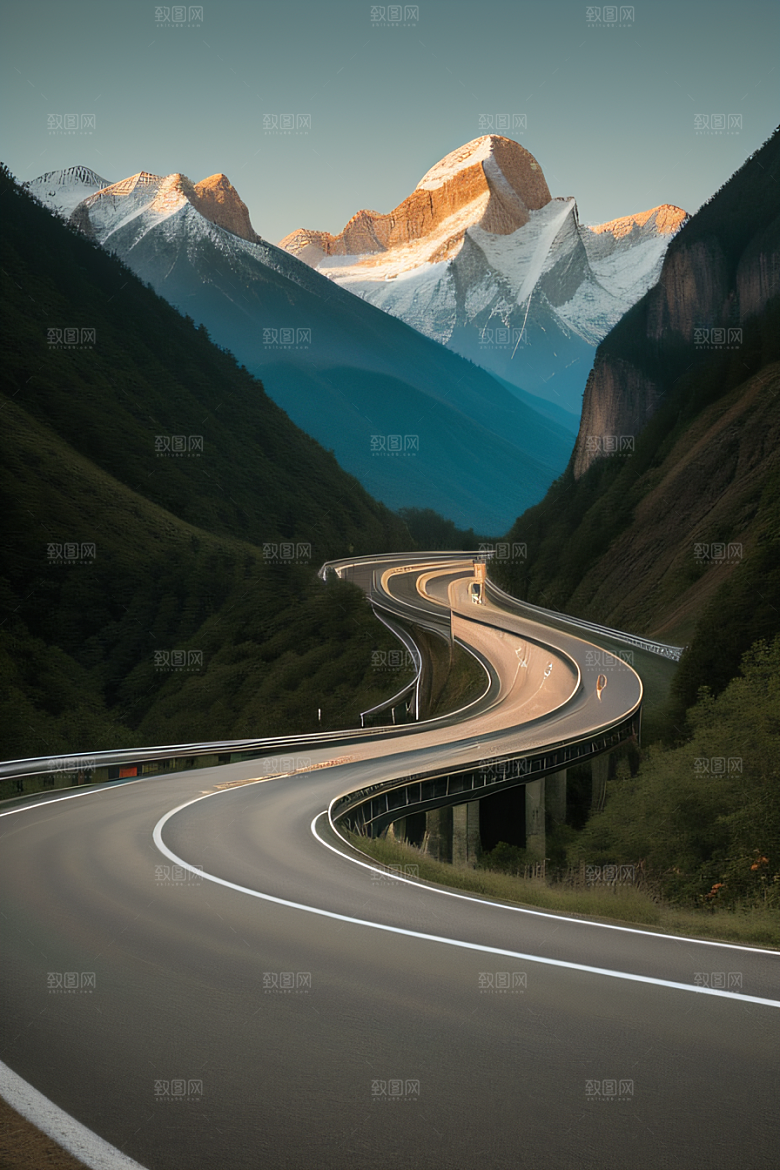 蓝天飞驰山谷风光