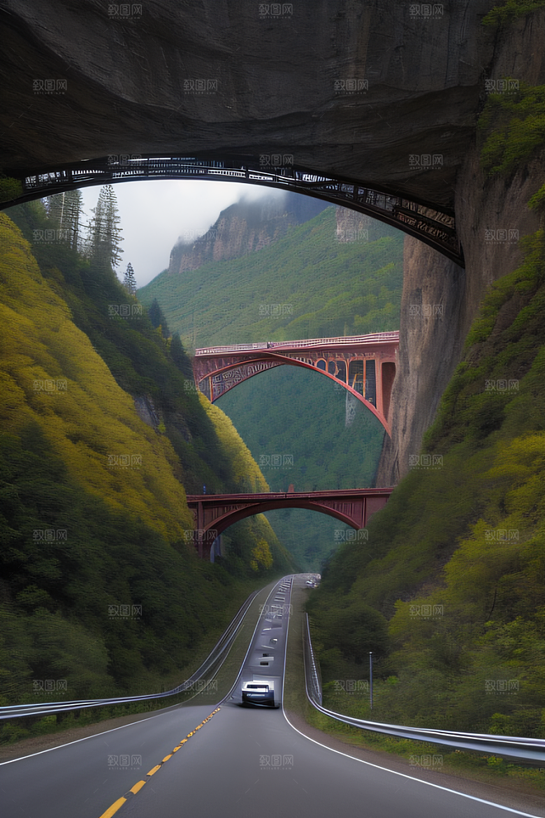蓝天飞驰山谷风光