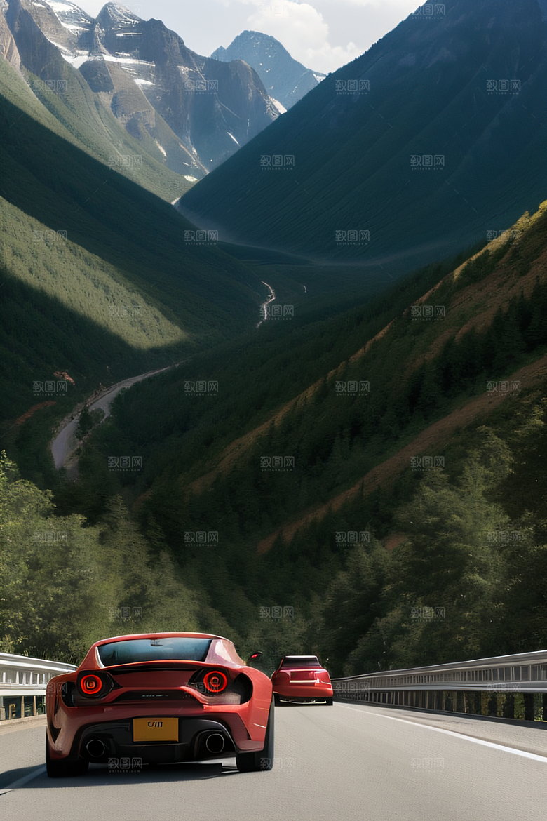 兴奋追逐山脉风光