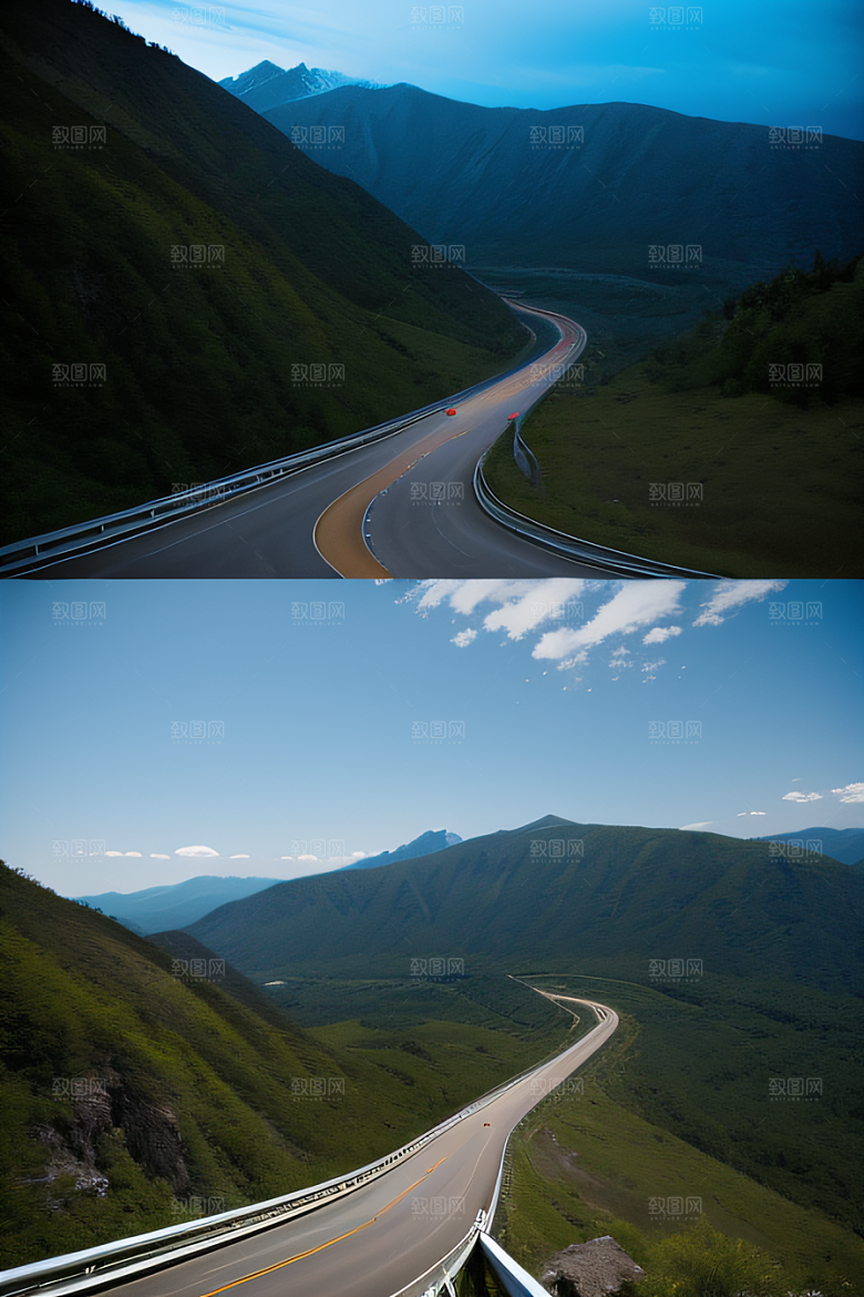 兴奋追逐山脉风光
