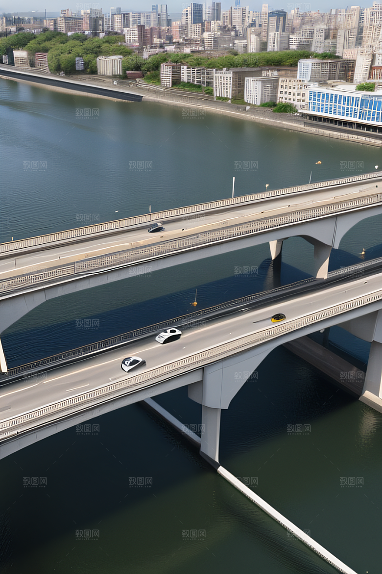 高架桥横跨大河畅通城市交通