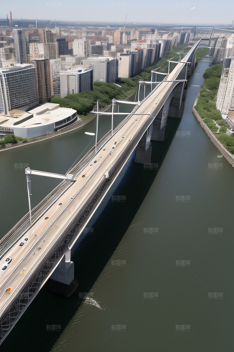 高架桥横跨大河畅通城市交通