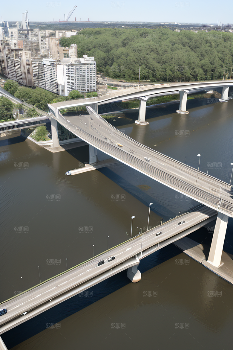 跨越大江的巨型桥梁连接城市要道