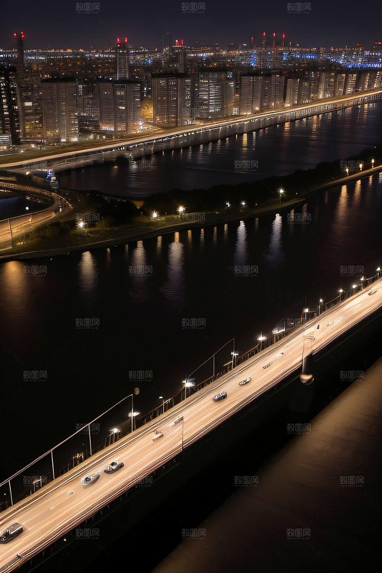 跨越大江的巨型桥梁连接城市要道