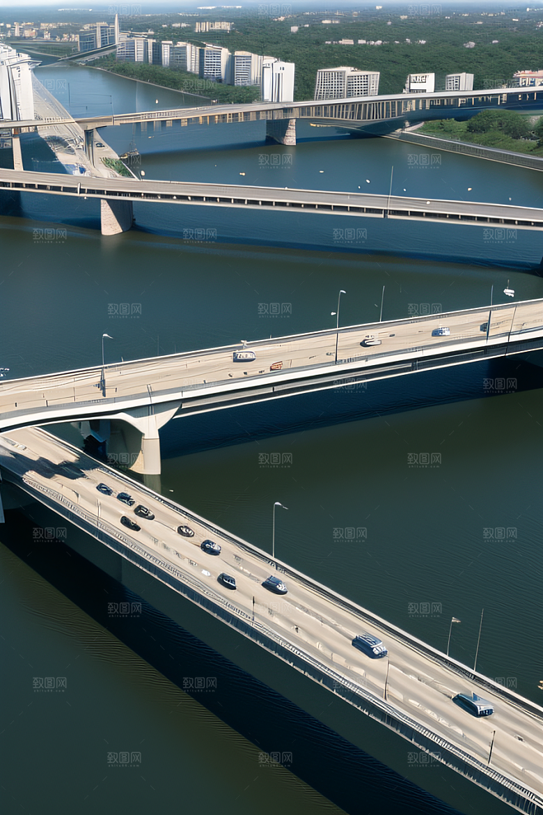 跨越大江的巨型桥梁连接城市要道