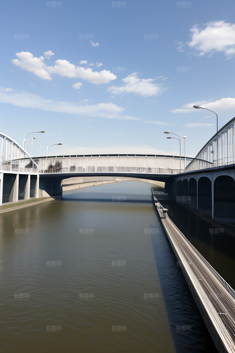 跨越大江的巨型桥梁连接城市要道
