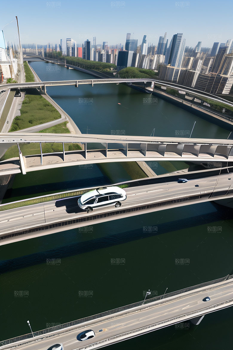 跨越大江的巨型桥梁连接城市要道