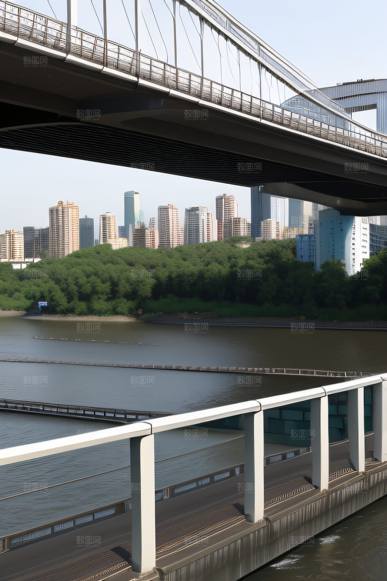 跨越大江的巨型桥梁连接城市要道