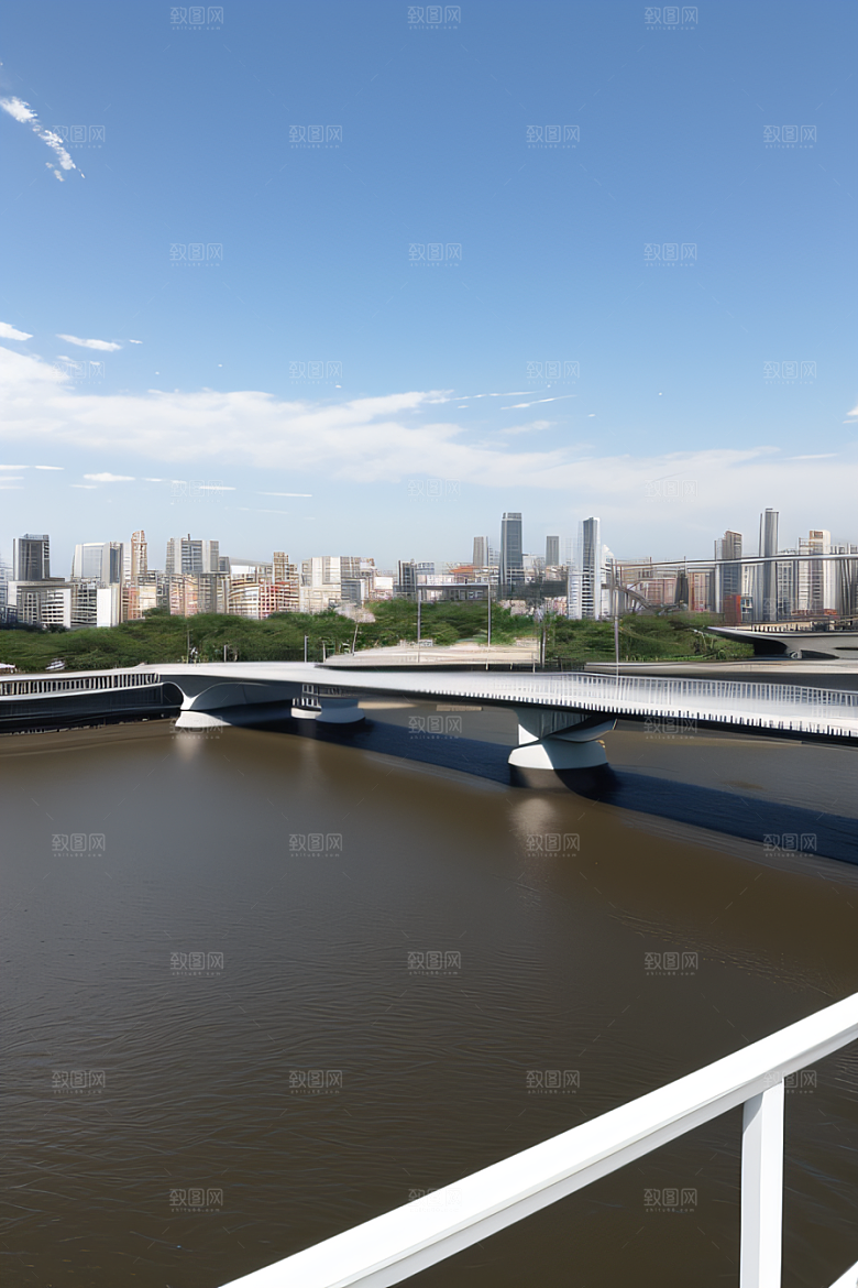 现代化桥梁串联城市车流繁忙