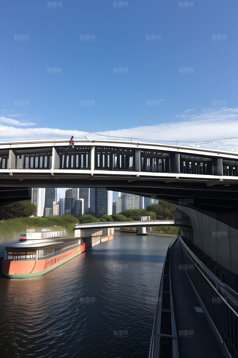 高架桥横跨大河畅通城市交通
