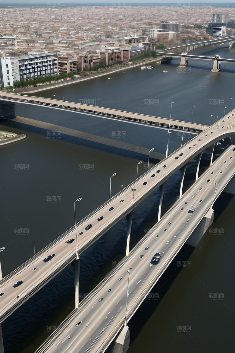 高架桥横跨大河畅通城市交通