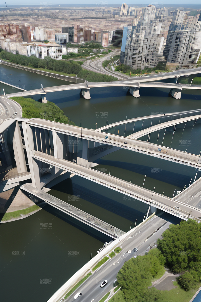 高架桥横跨大河畅通城市交通