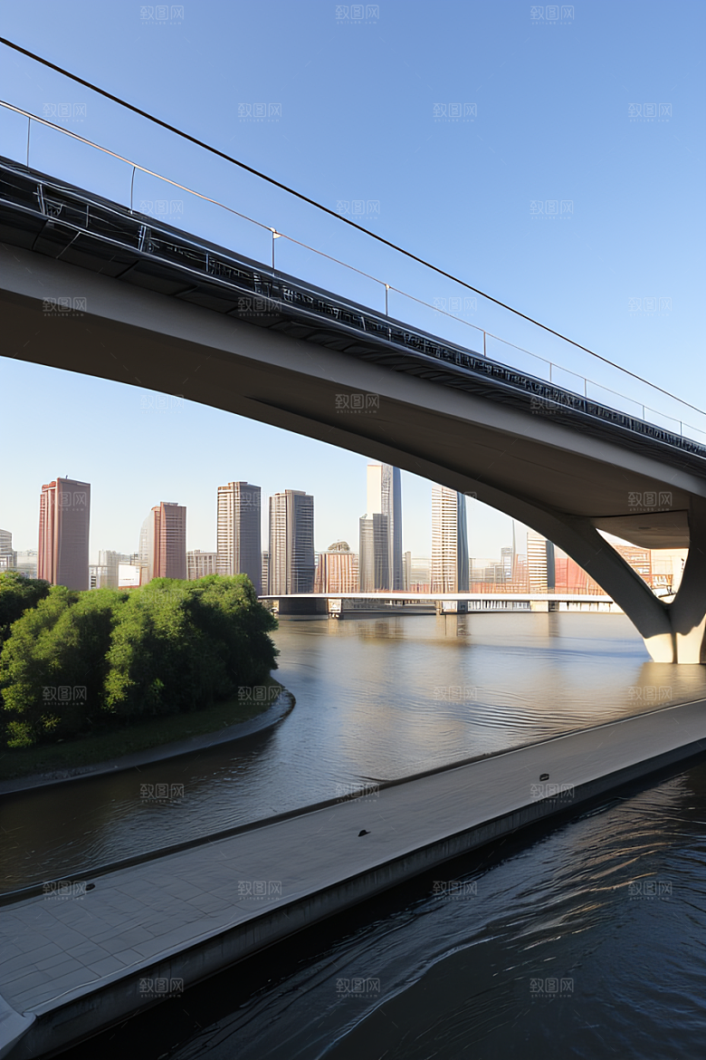 高架桥横跨大河畅通城市交通