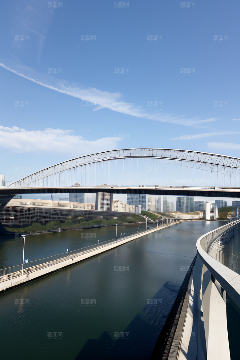 高架桥横跨大河畅通城市交通