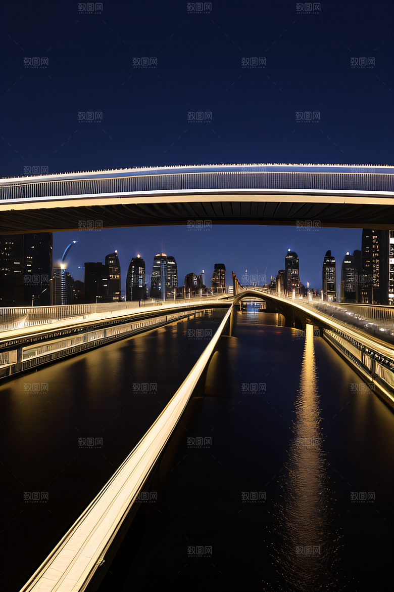 横卧大河的现代桥梁连接城市要道