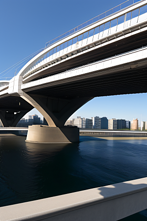 宏伟桥梁横跨大河畅通城市交通