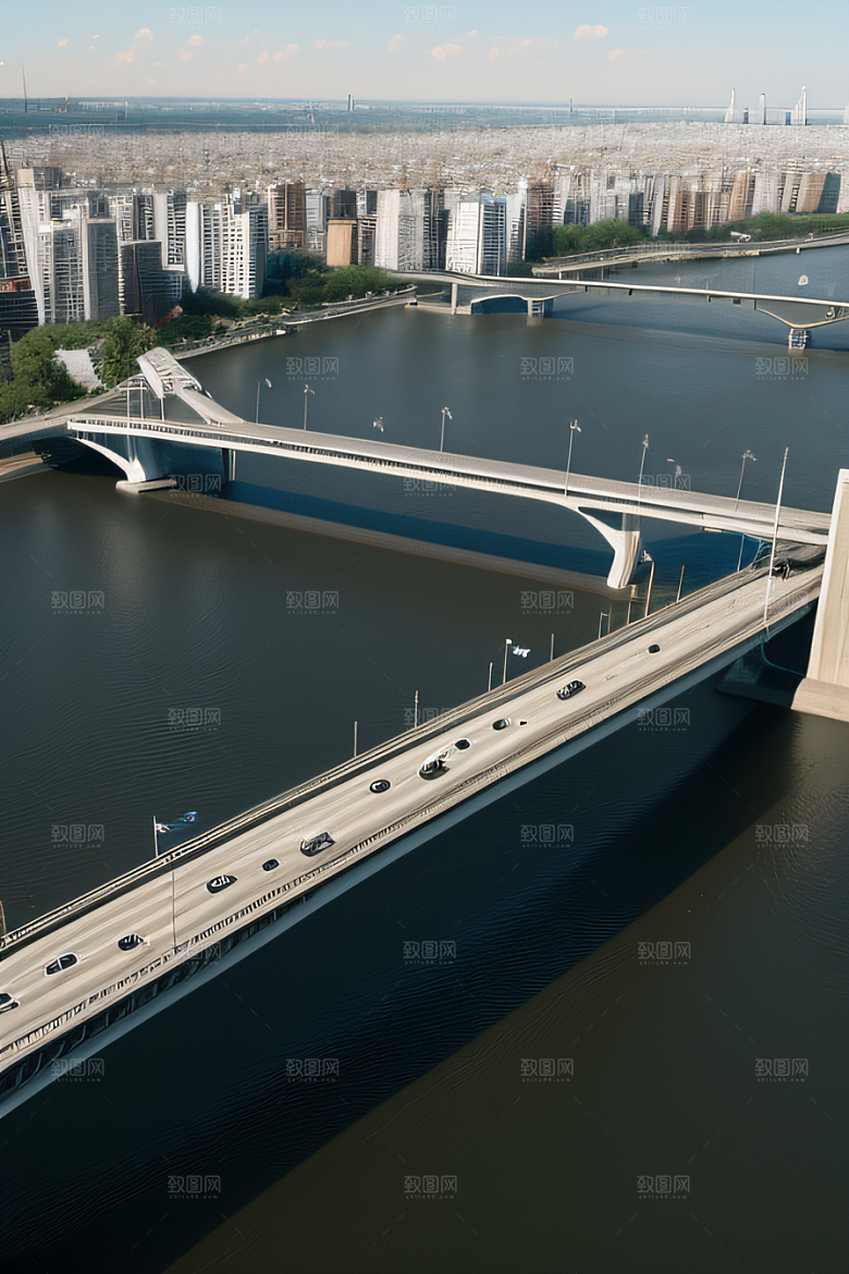 跨越大江的巨型桥梁连接城市要道