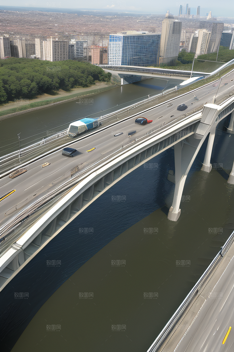 跨越大江的巨型桥梁连接城市要道