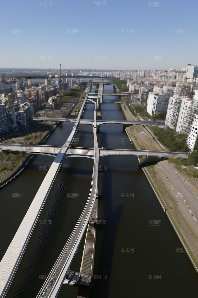 跨越大江的巨型桥梁连接城市要道