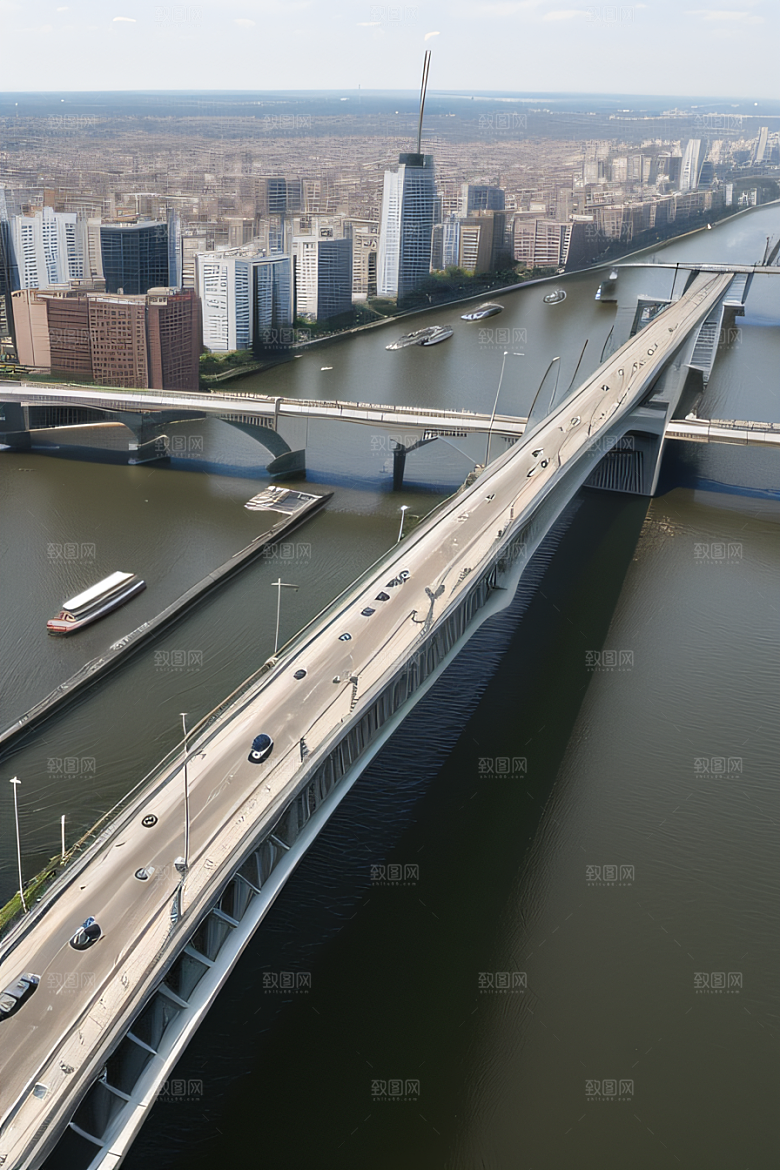 跨越大江的巨型桥梁连接城市要道