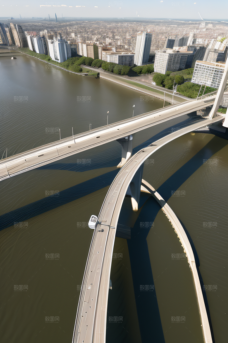 跨越大江的巨型桥梁连接城市要道