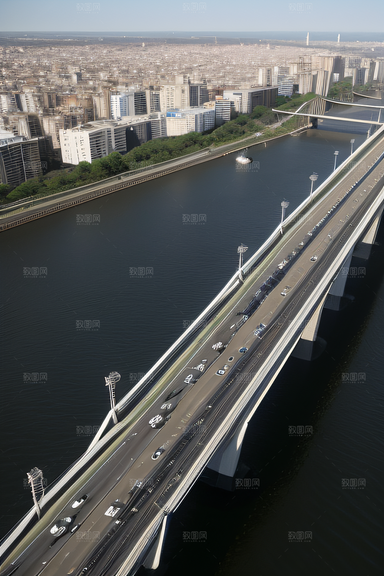 跨越大江的巨型桥梁连接城市要道