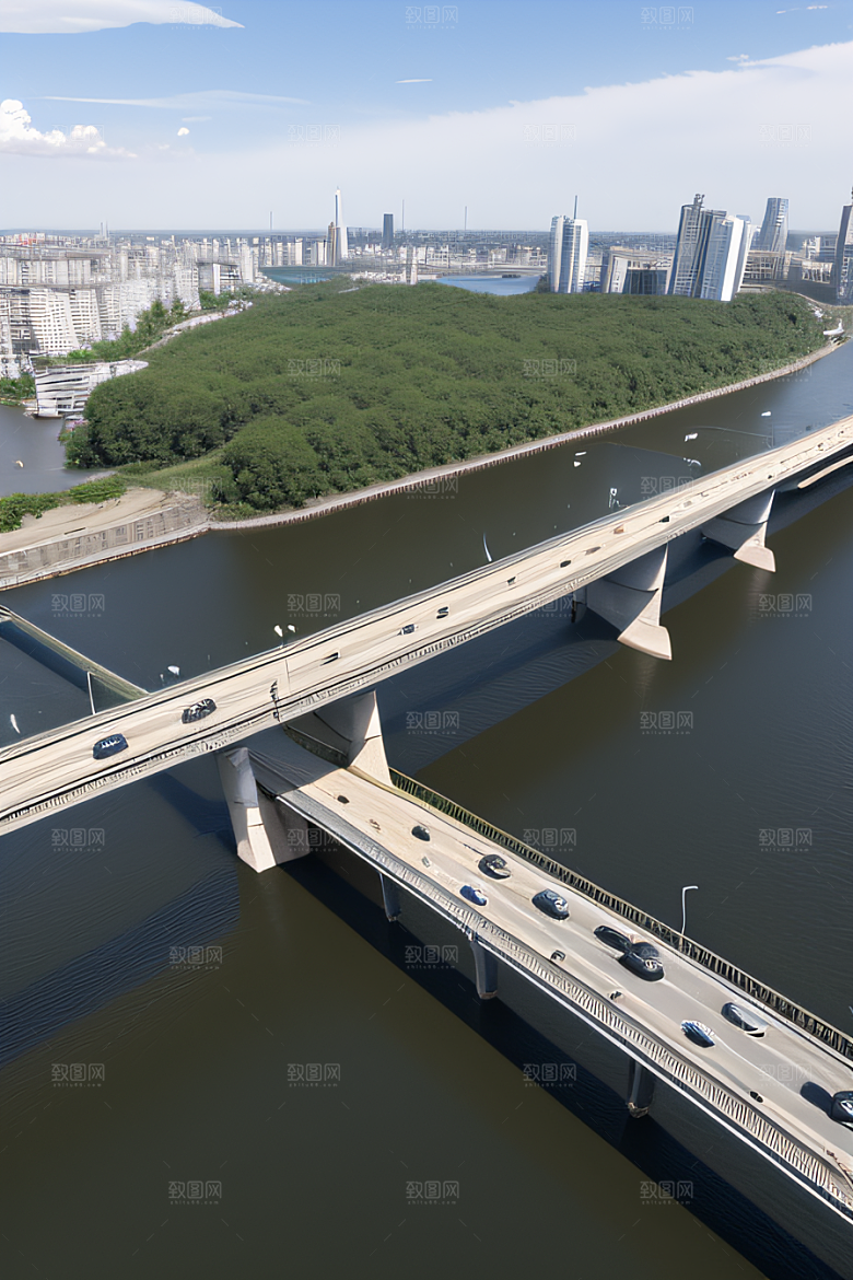 高架桥横跨大河畅通城市交通