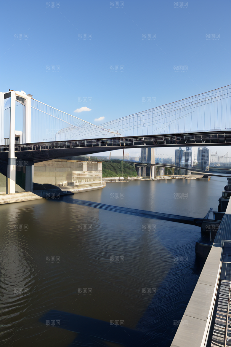 现代桥梁连接城市两岸