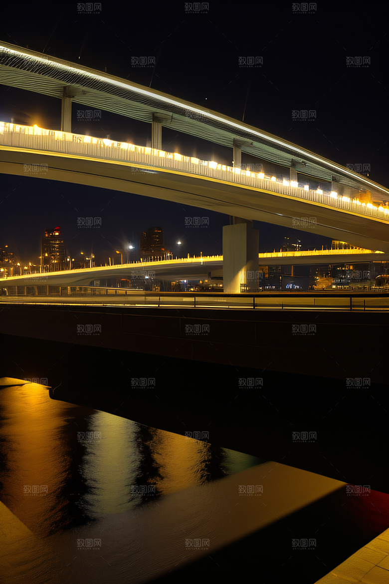 现代桥梁连接城市两岸