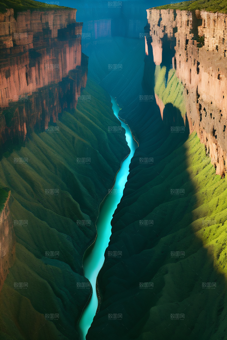 动感线条勾勒抽象峡谷景色