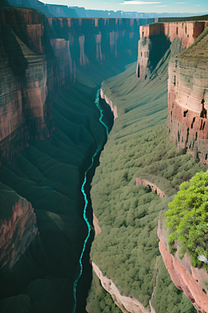 动态线条描绘抽象峡谷自然奇观